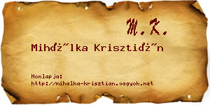 Mihálka Krisztián névjegykártya